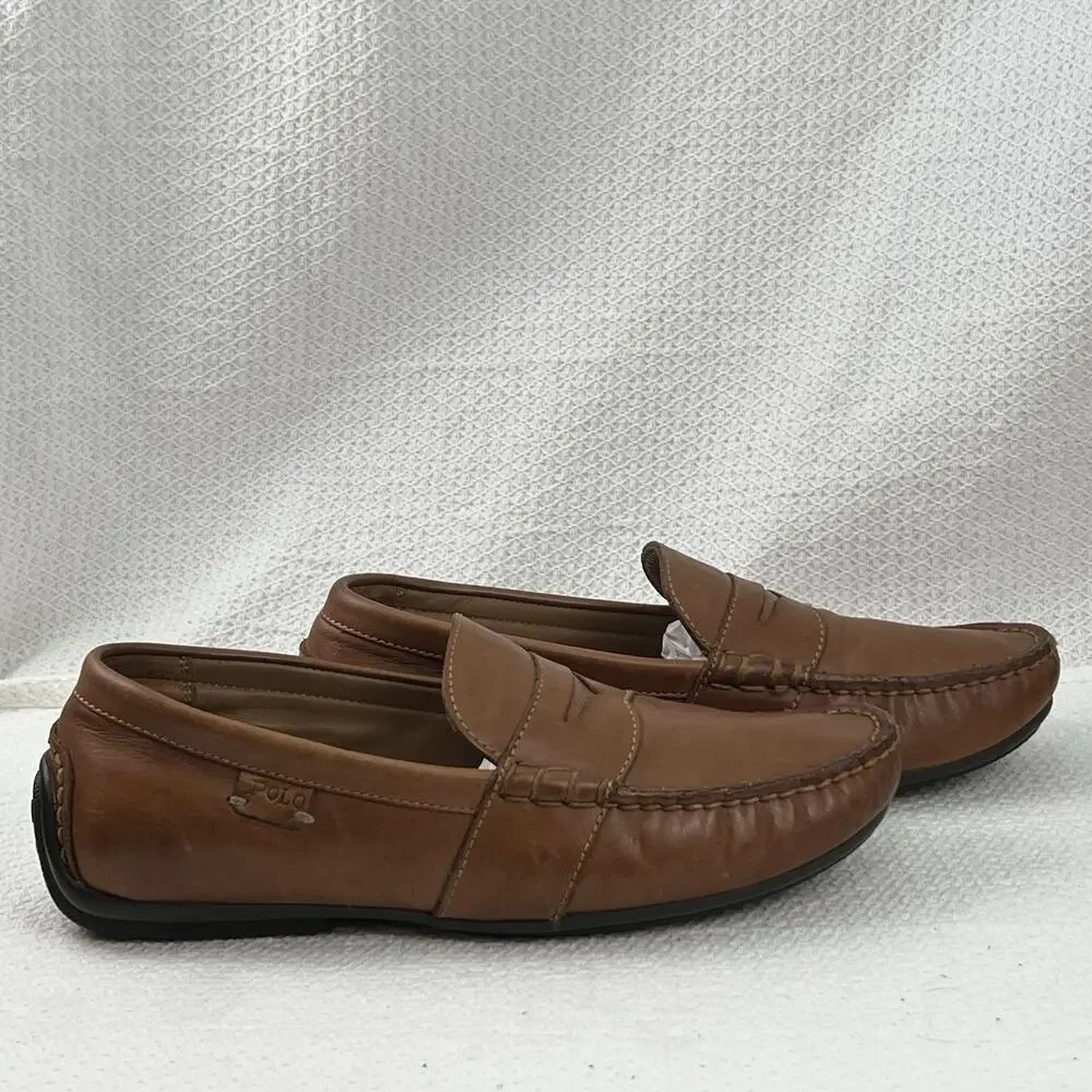 Polo Ralph Lauren Reynold Men’s 7D Brown Leather Penny Driving Loafers Preppy